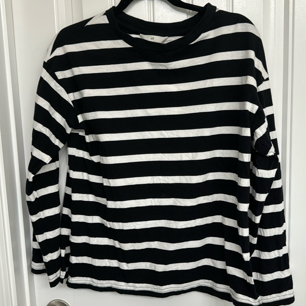 Stripped White and Black Tee
